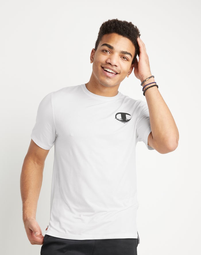 Champion T-Shirt Heren - Wit - Sport Ripple Effect ( 423056-SCY )